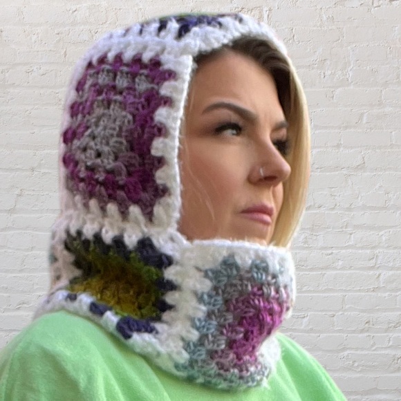 Granny Square Crochet Balaclava | Hooded Cowl - Picture 1 of 7